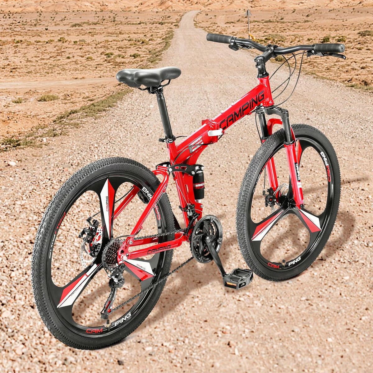 Folding Mountain Bike 21 Speed Black E412