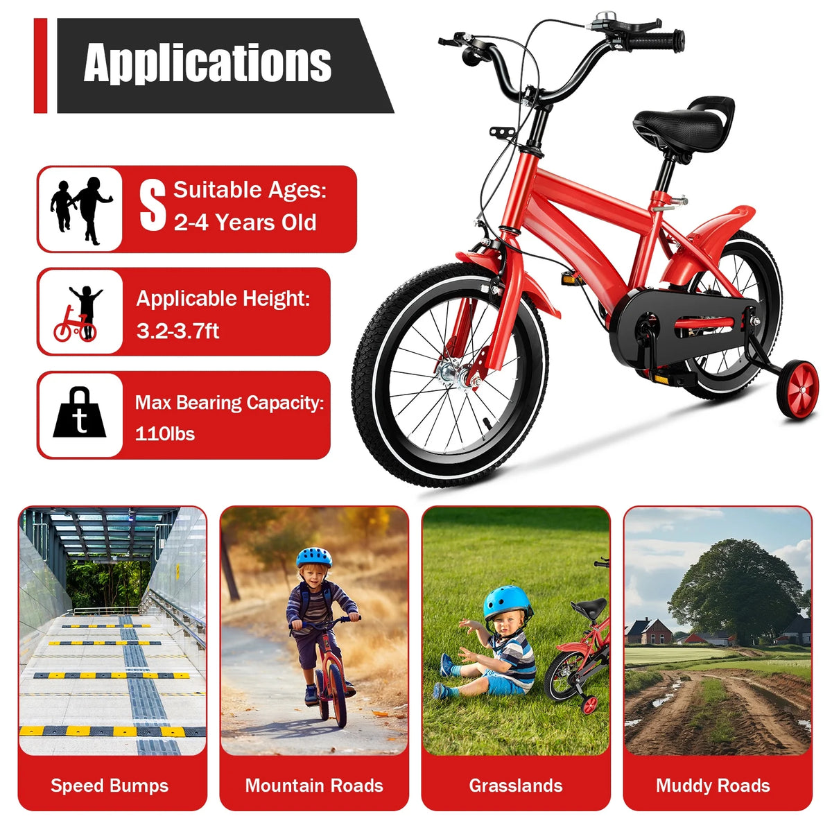 14 inches Kids Bike Steel Frame Blue R662