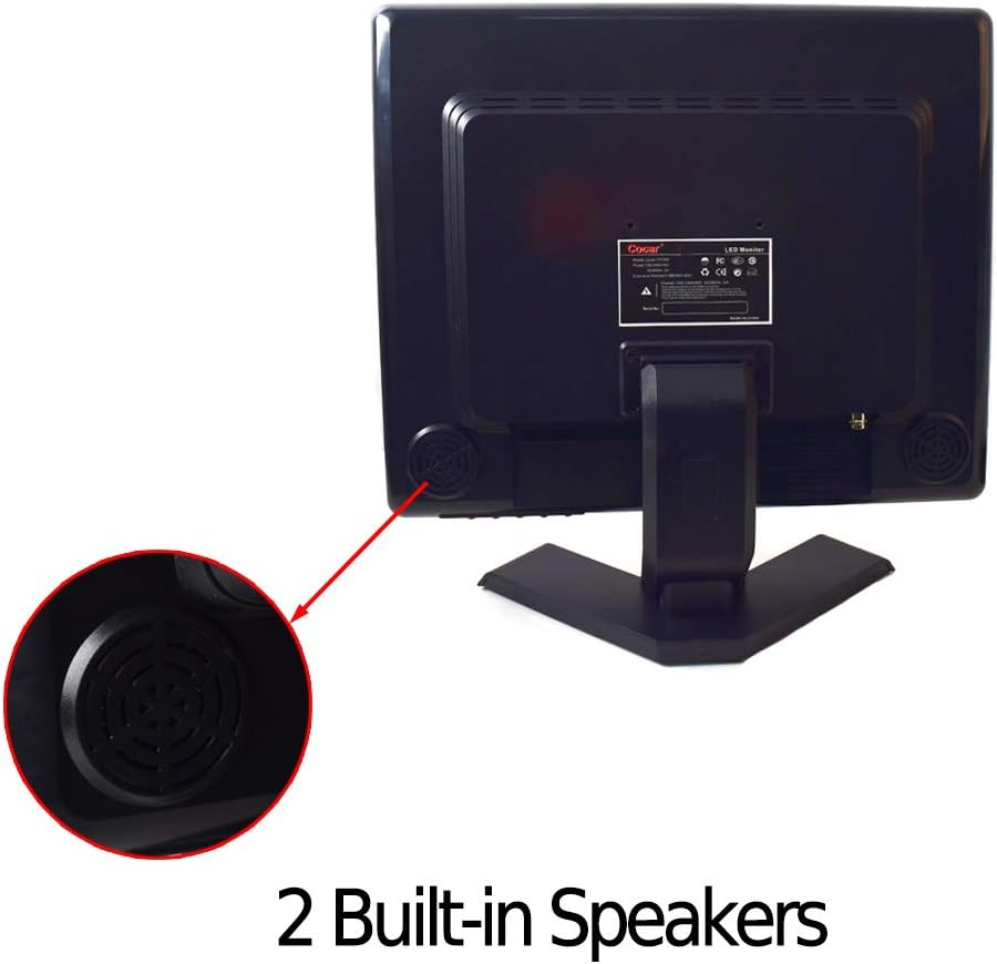 19 inch CCTV Monitor with VGA HDMI AV BNC Audio in/Out Ports 4:3 Built-in Speaker LCD Display Screen with USB Drive Player 1280x1024 Resolution L76076