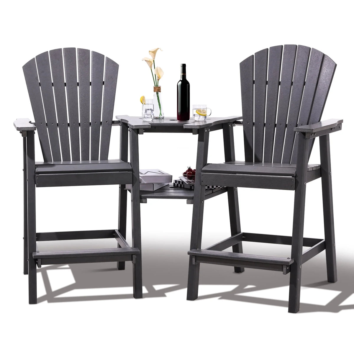 Tall Grey Adirondack Chairs Set of 2 M193686