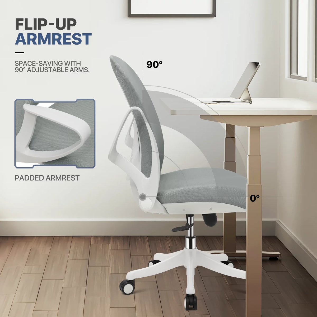 Grey Standing Computer Desk with Monitor Shelf D967849