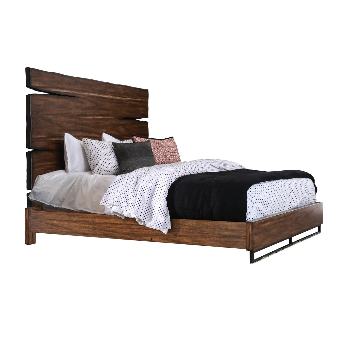 Dark Walnut Dark Oak Solid Wood King Bedroom Set 5pcs W72112