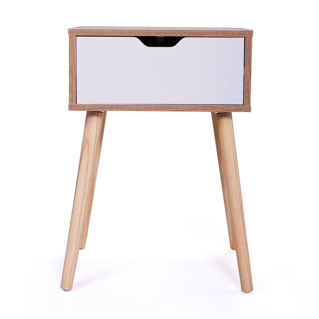 White 2Pcs Nightstand With Storage Drawers T5290