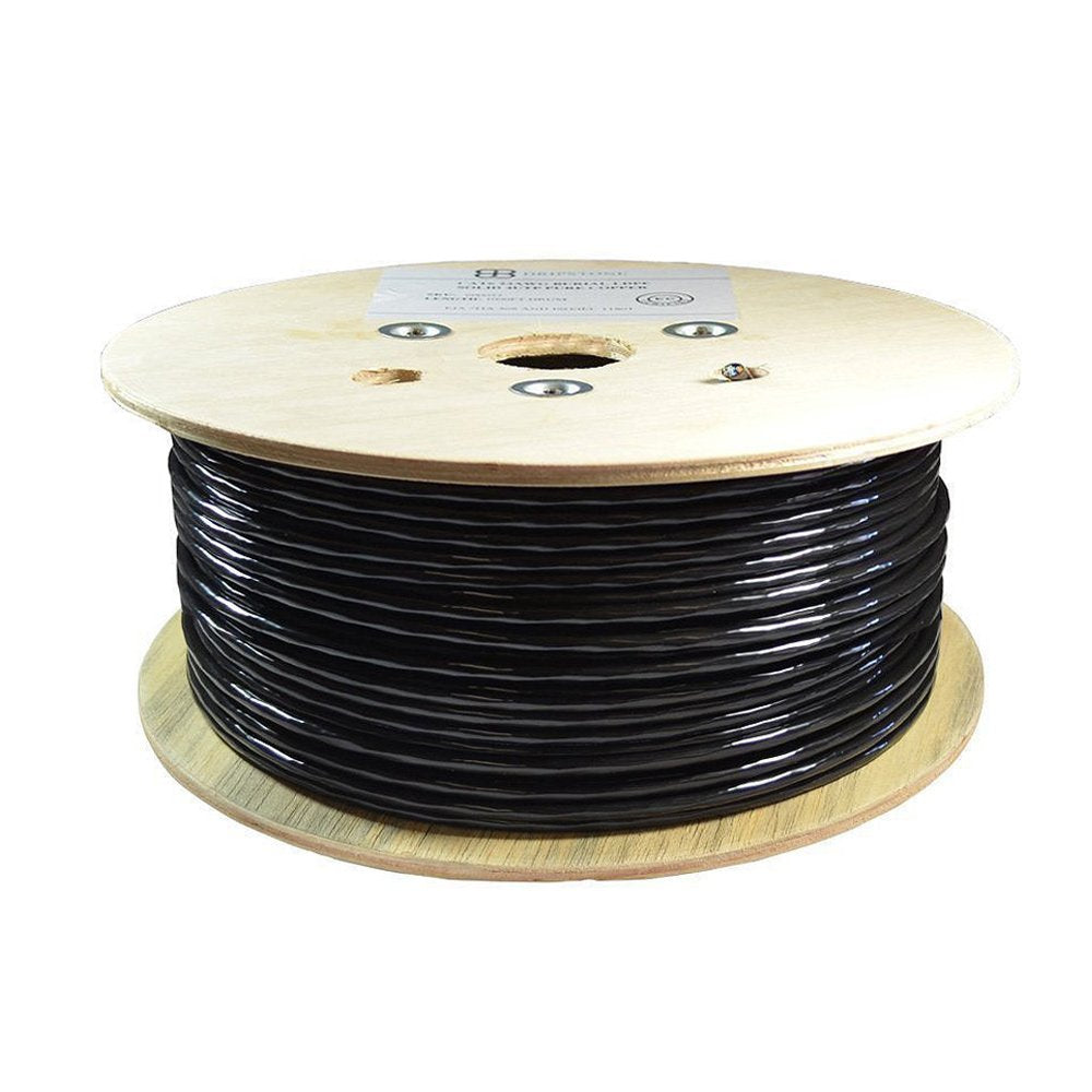 500ft CAT6 FTP Shielded Direct Burial Solid Copper Ethernet Cable 23AWG Black O175