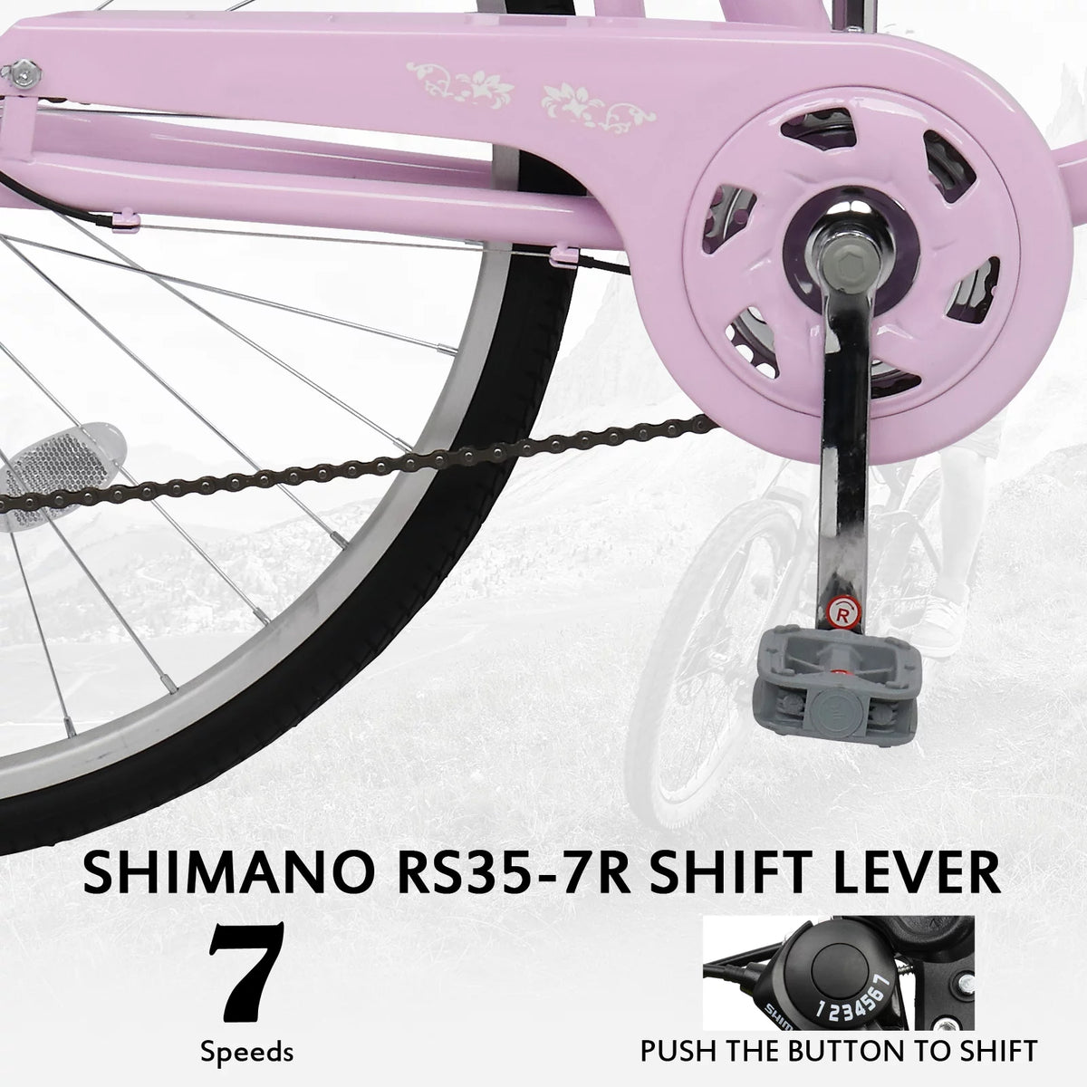 Pink 26in 7 Speed City Bike D29876