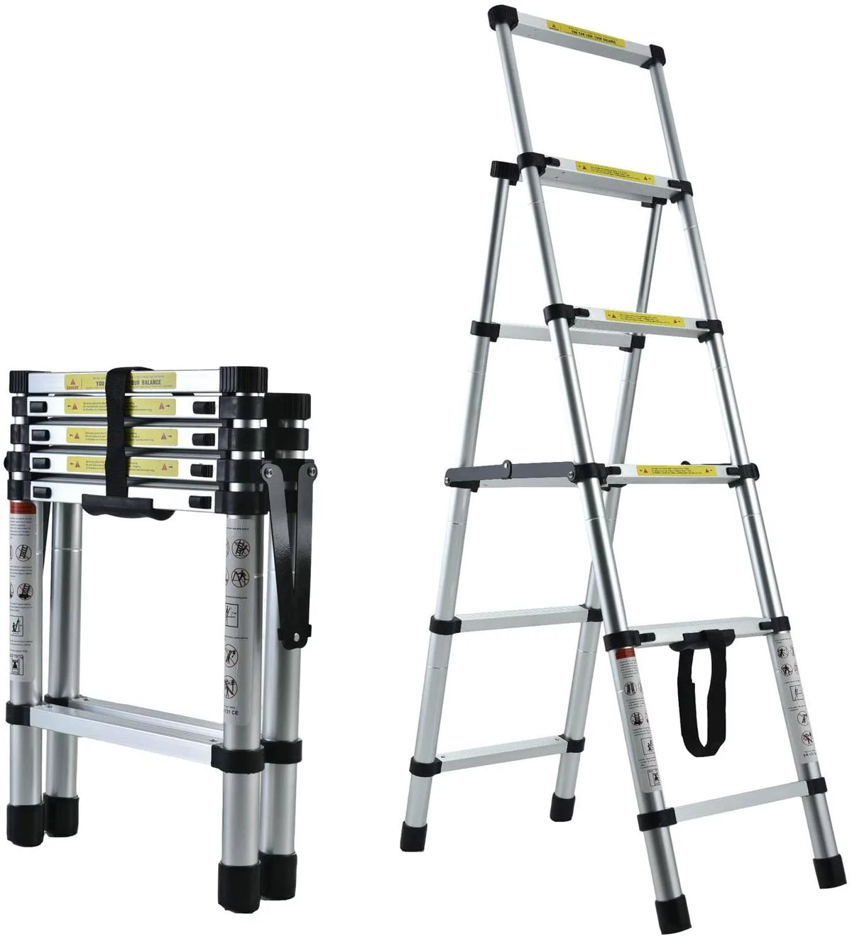 Aluminum 4.4FT Telescoping Folding Step Ladder 330lbs W997573