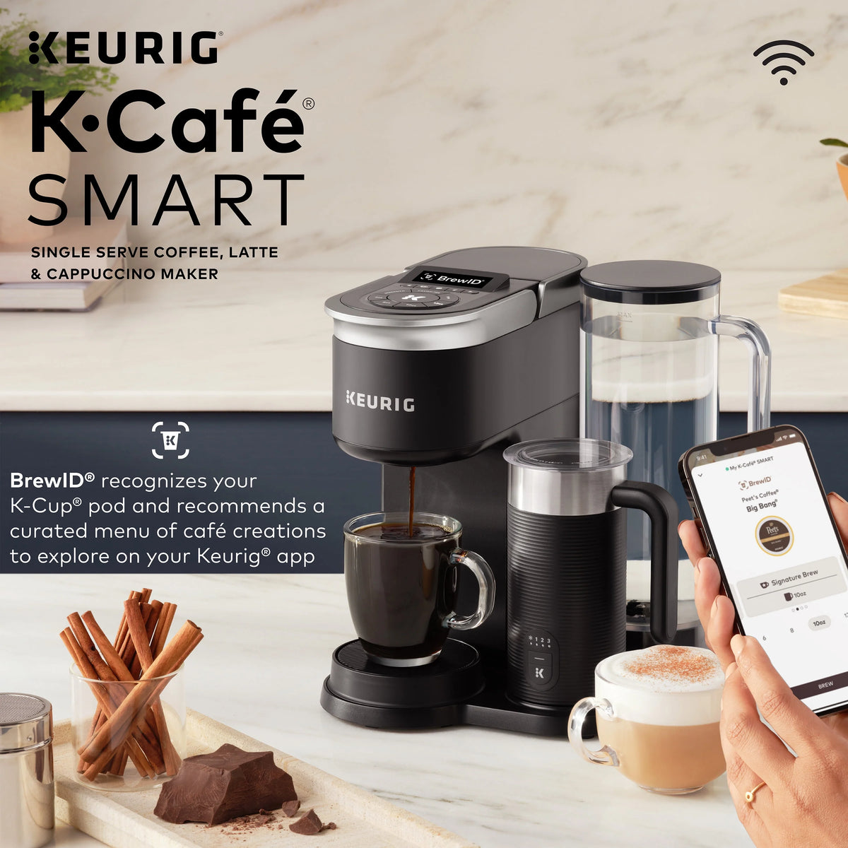 Single Serve Coffee, Latte and Cappuccino Maker, Black N793