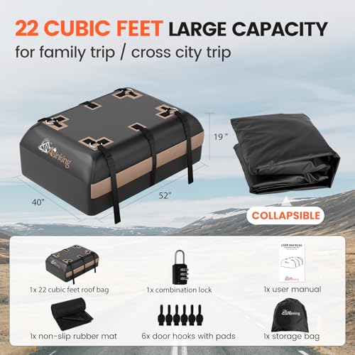 22 Cubic Feet Waterproof Rooftop Cargo Carrier Bag W72808