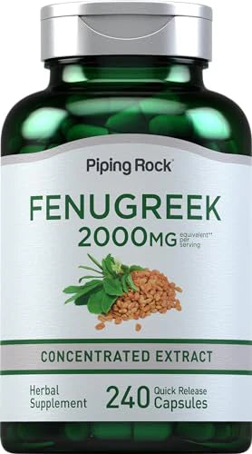 Fenugreek Capsules 2000mg 240 Count Non GMO Gluten Free Supplement H8039