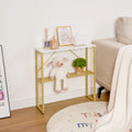 White Narrow Side Table with Shelf Z555659