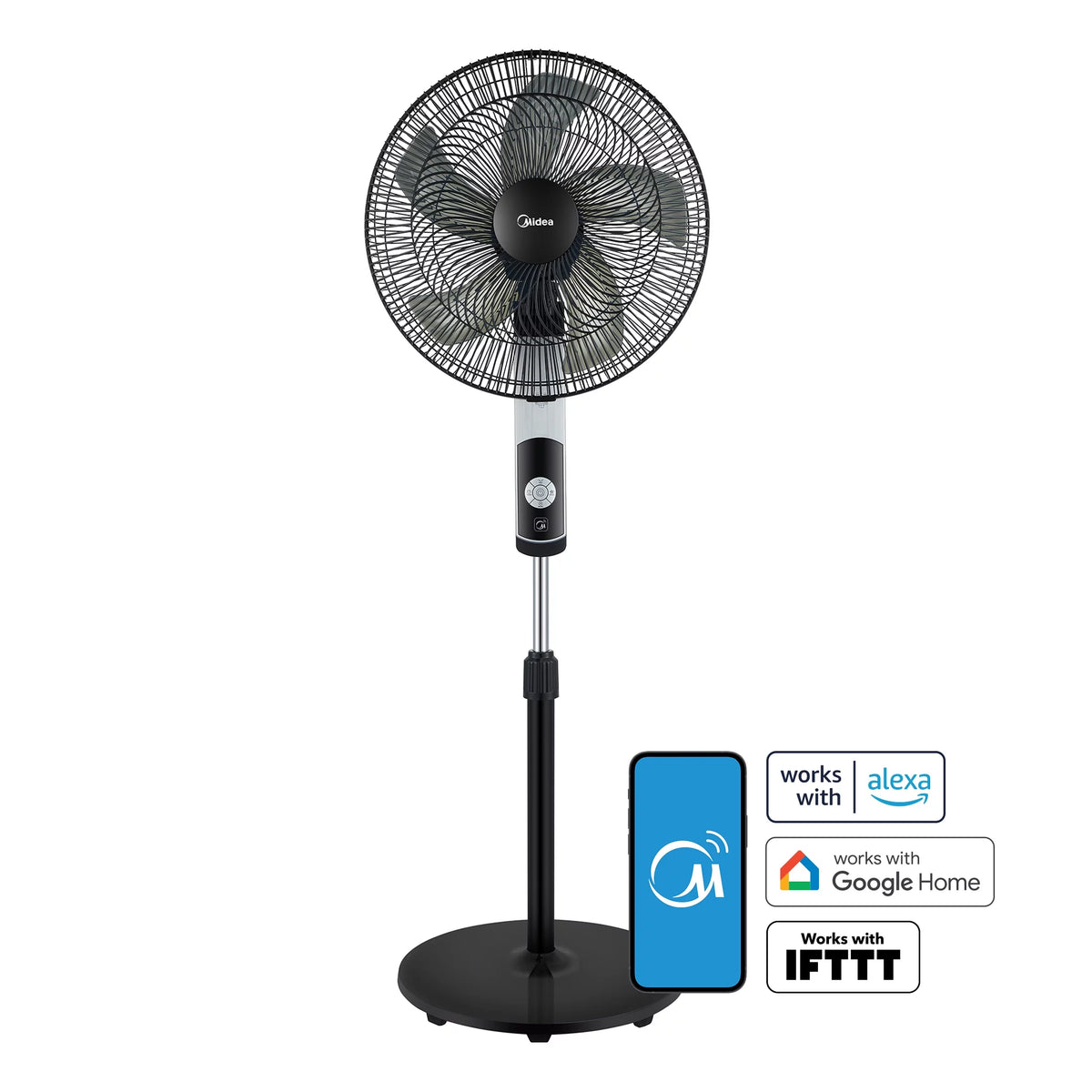 16-inch Smart Pedestal DC Fan with Wi-Fi, Black M72123