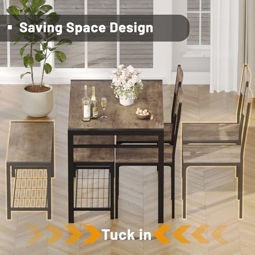 43.3" Dining Table Set for 4 with Bench & 2 Chairs Grey N136025