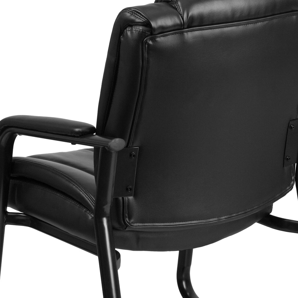 Black LeatherSoft Tufted Side Chair with Sled Base S352