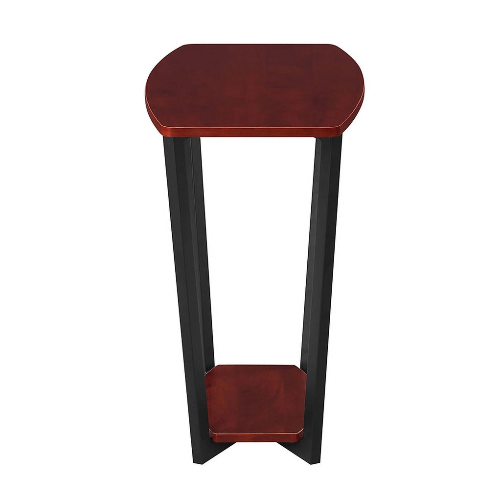 Cherry Wood and Black Metal End Table U9698