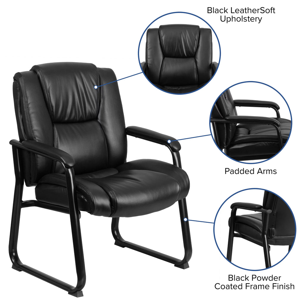Black LeatherSoft Tufted Side Chair with Sled Base S352