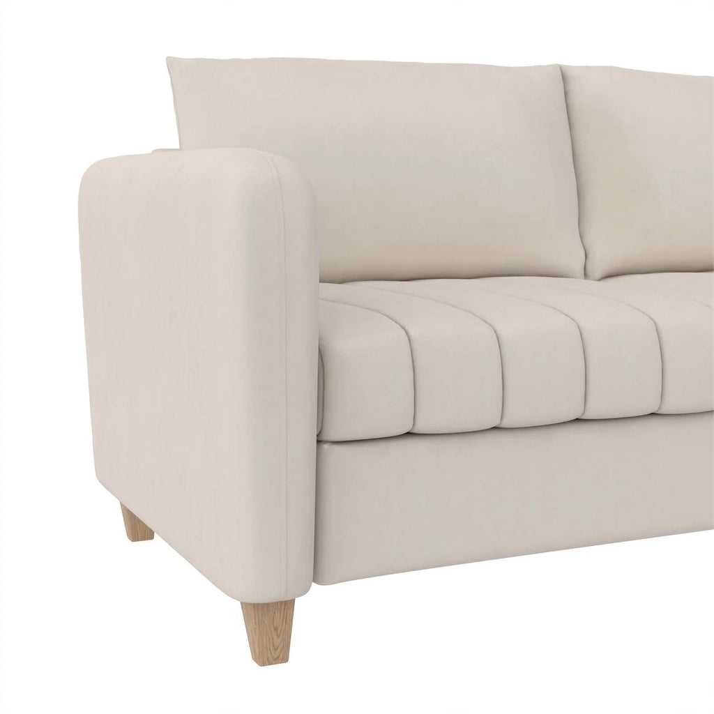 Ivory Velvet Channel Tufted Sofa K311442