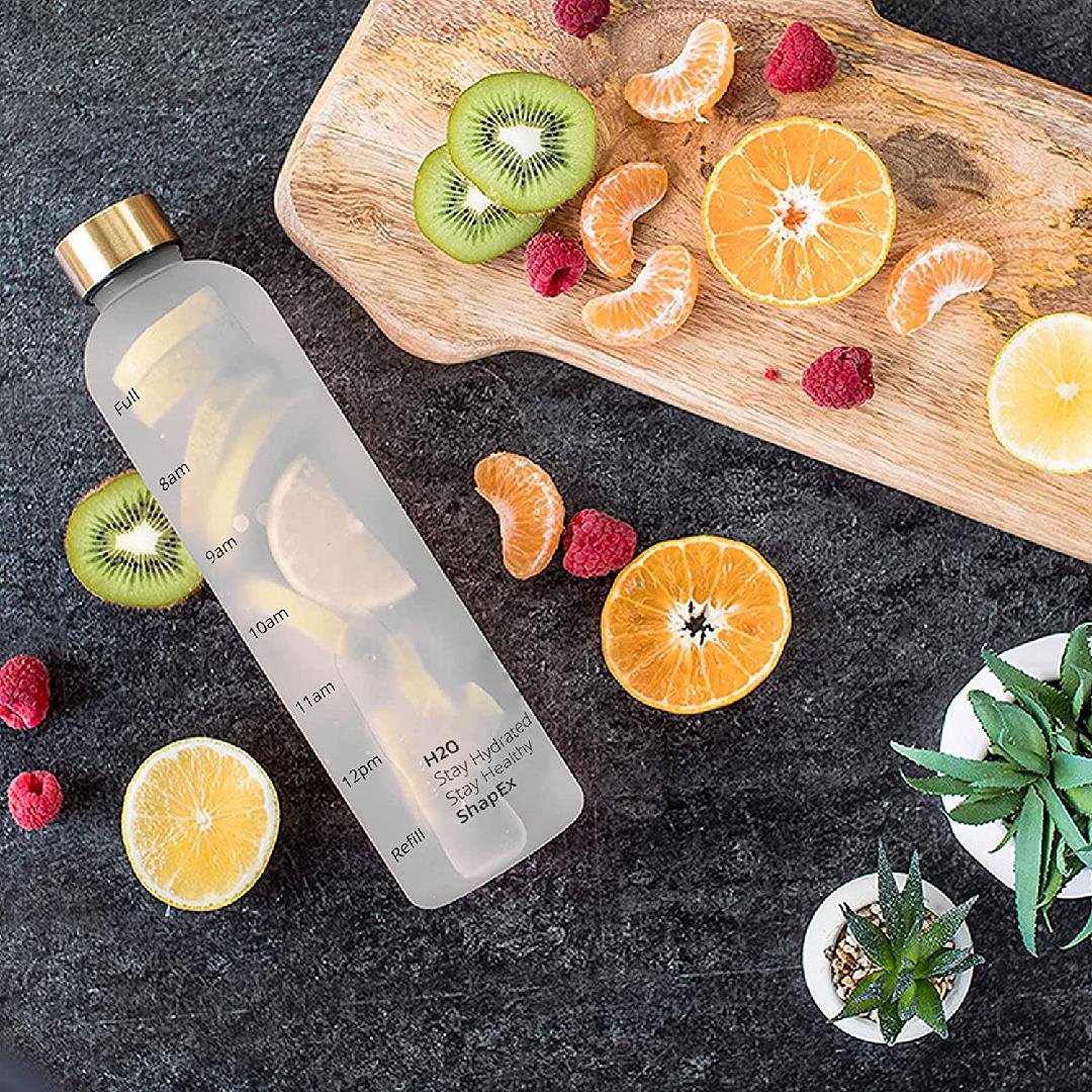White 32 Oz BPA Free Frosted Water Bottle with Time Marker X29693