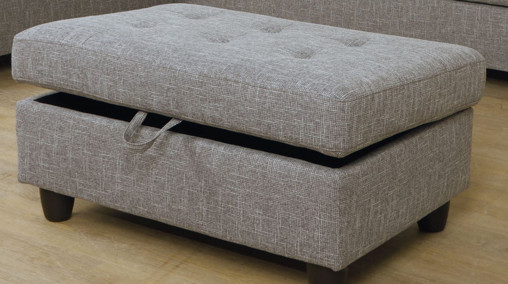 Left Hand Facing Linen Fabric Upholstered Sectional Sofa & Chaise with Ottoman D598493