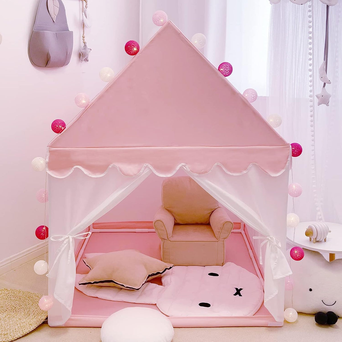 Grey Kids Play Tents Princess Castle Indoor Playhouse B99812