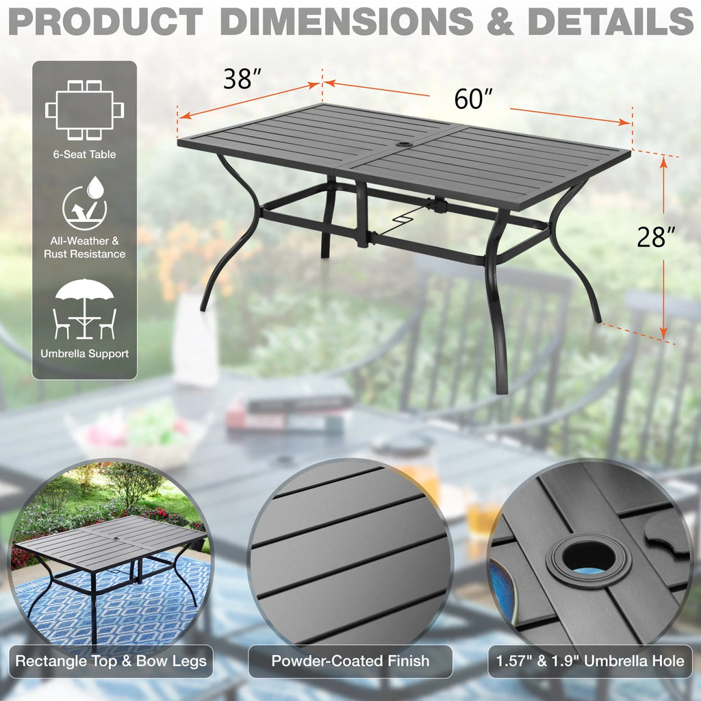 8-Piece Outdoor Patio Set with 13 ft Umbrella, 6 Wicker Cushioned Chairs & Rectangular Table H951573