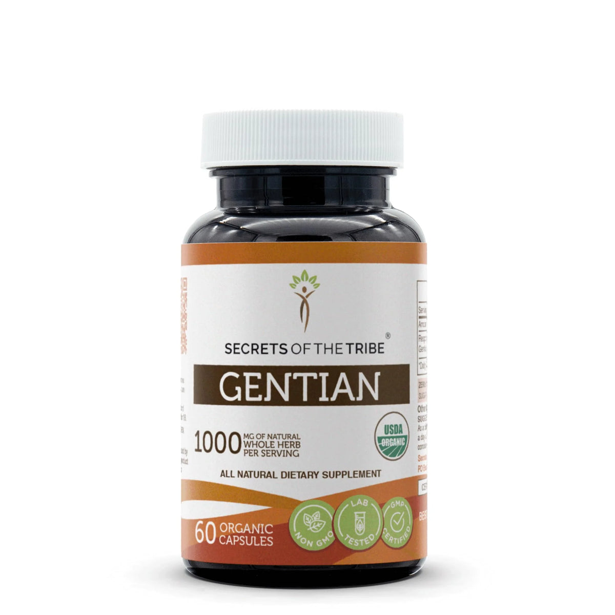 60 Capsules 1000 mg USDA Organic Gentian Dried Root J4306