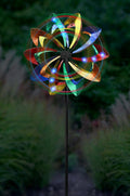 Multicolor Garden Art Spinner with Wind Powered Lights D987