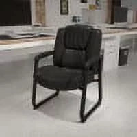 Black LeatherSoft Tufted Side Chair with Sled Base S352
