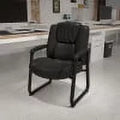 Black LeatherSoft Tufted Side Chair with Sled Base S352