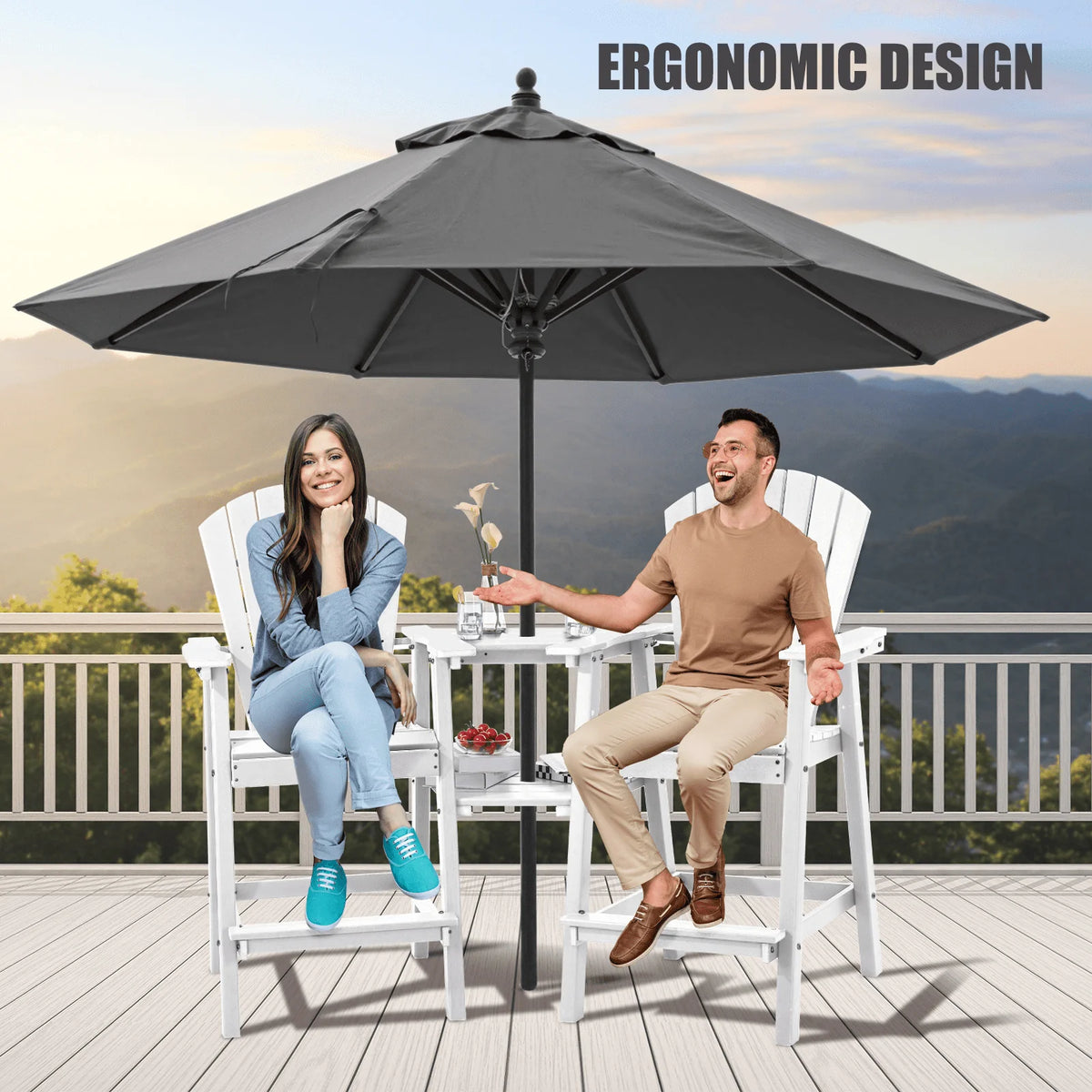 Tall Grey Adirondack Chairs Set of 2 M193686