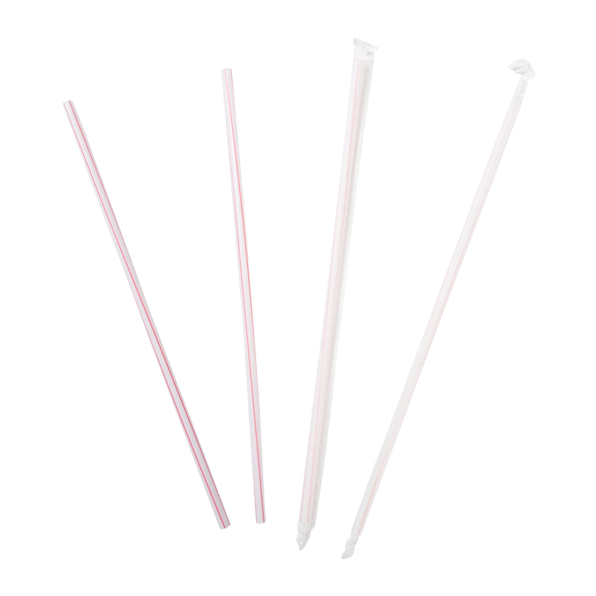 White with Red Swirl Stripes Paper Wrapped Straws N853
