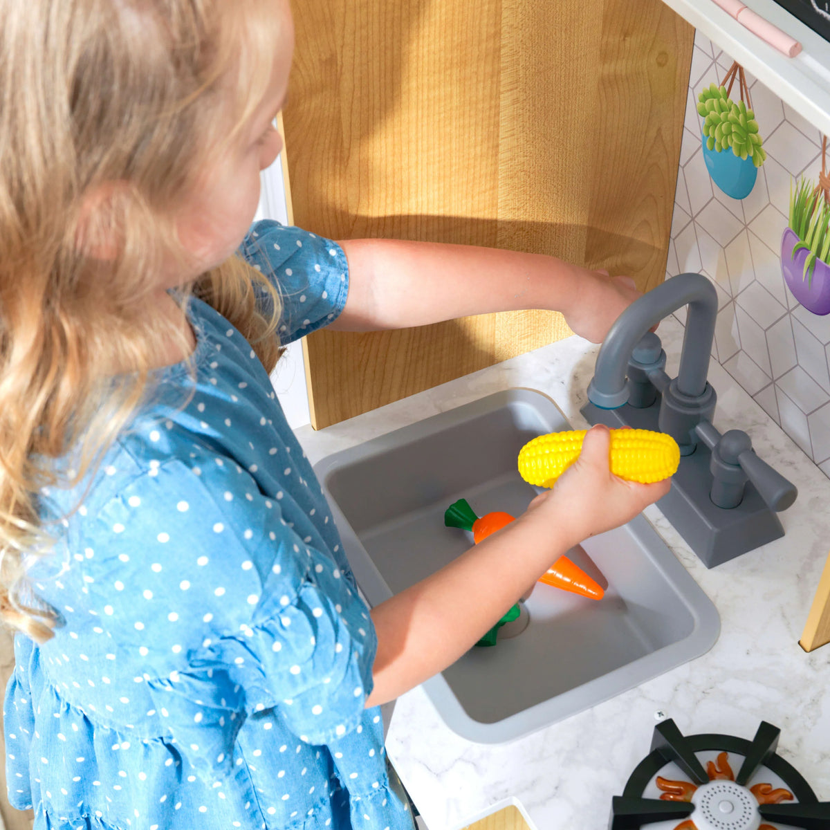 Play Kitchen with Lights and Sounds, Working Ice Maker and 22 Accessories K903
