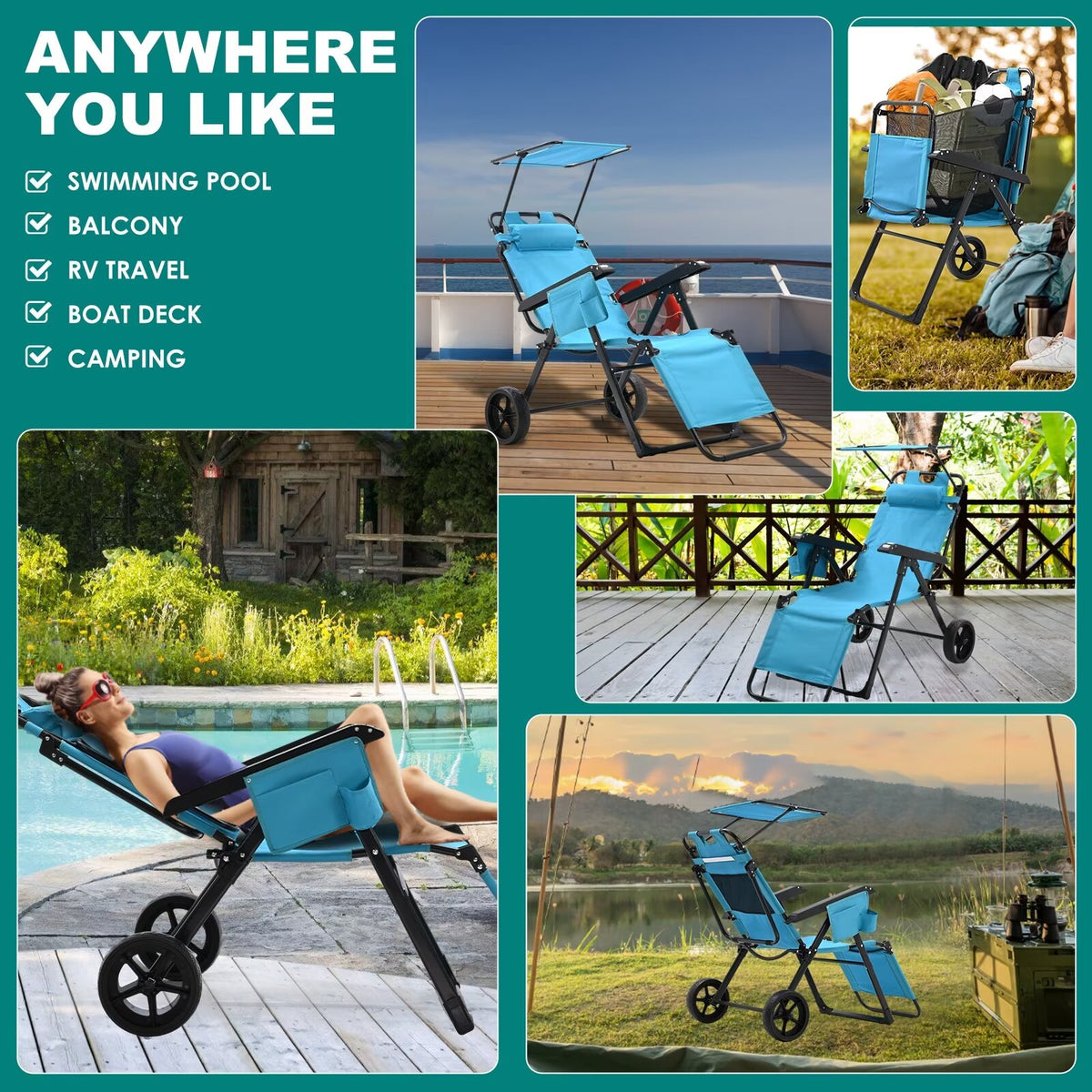 2 in 1 Beach Cart Chair with Shade J712