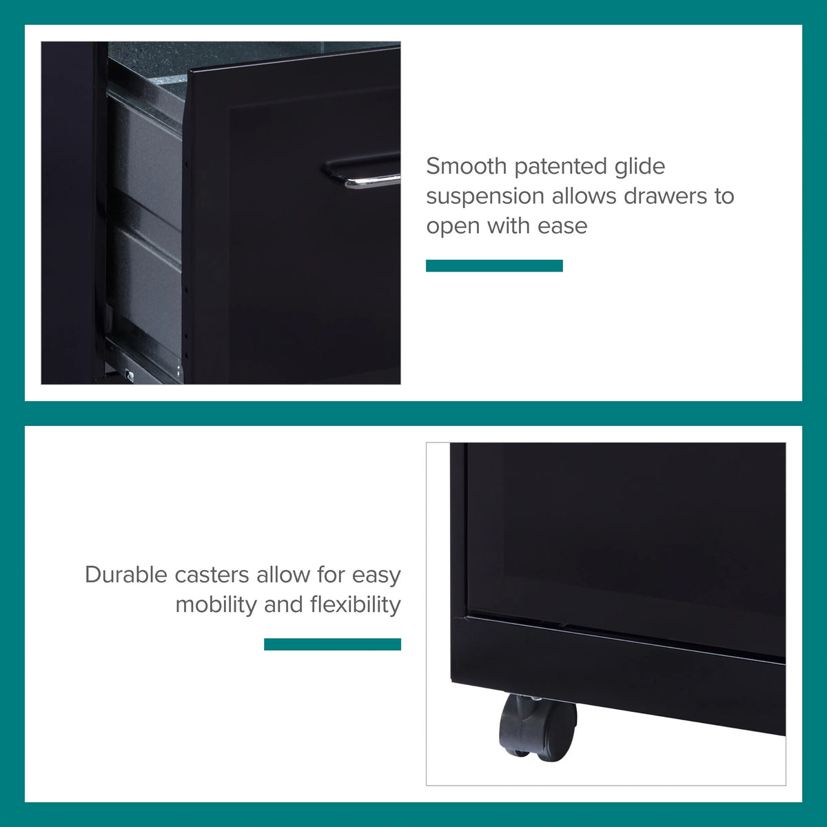 18" Deep 2 Drawer Mobile Vertical File Cabinet, Black A576769