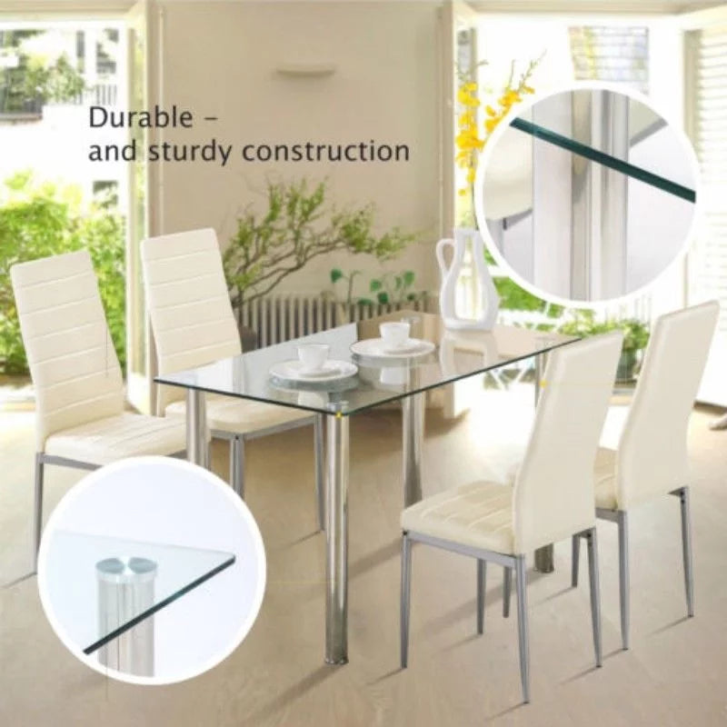 White 5 Piece Dining Table Set I5555