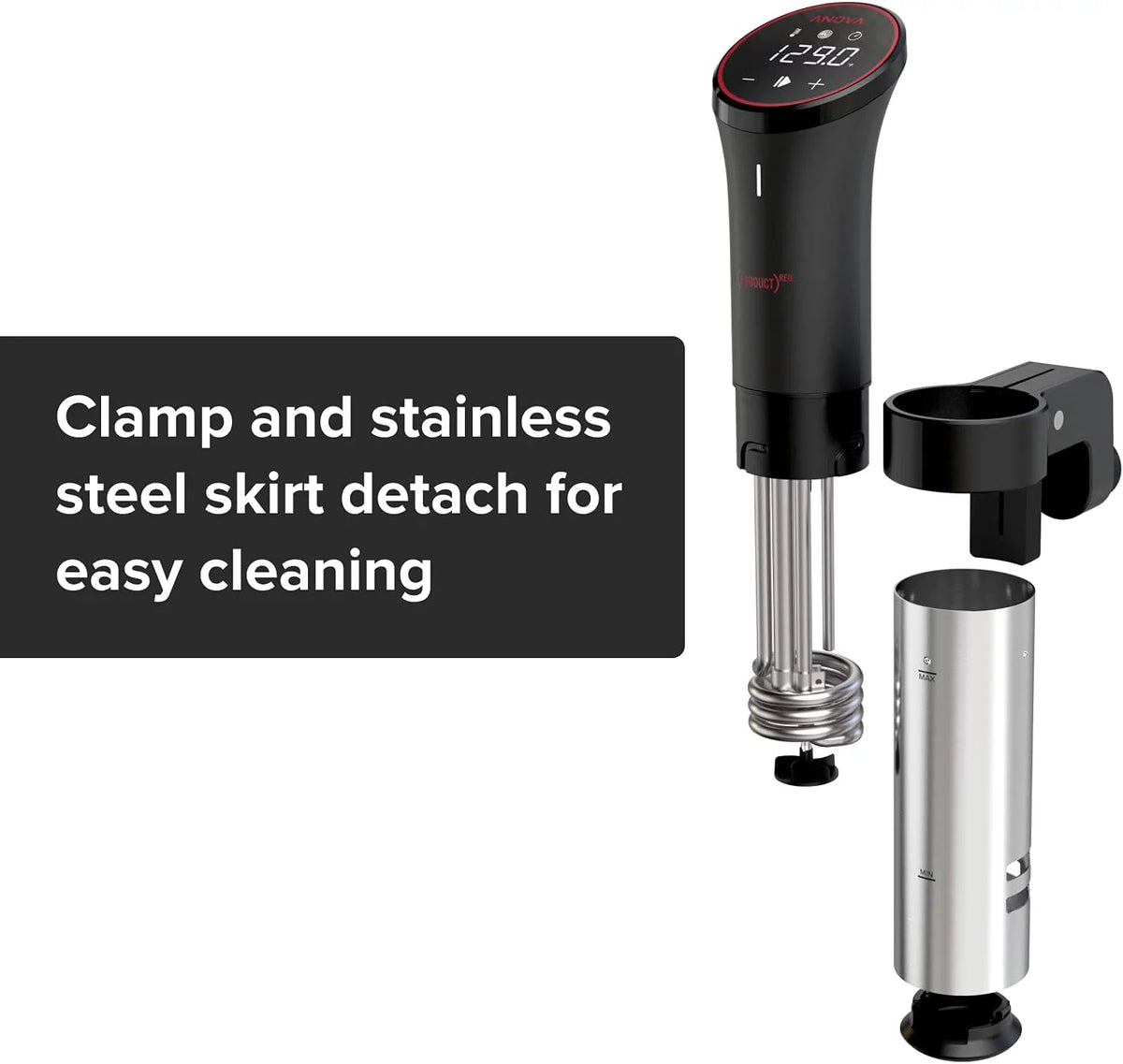 Black and Silver 1000 Watts Sous Vide Precision Cooker J295073