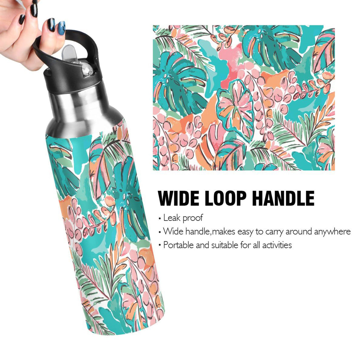 Stainless Steel Insulated Water Bottle with Straw Lid O750