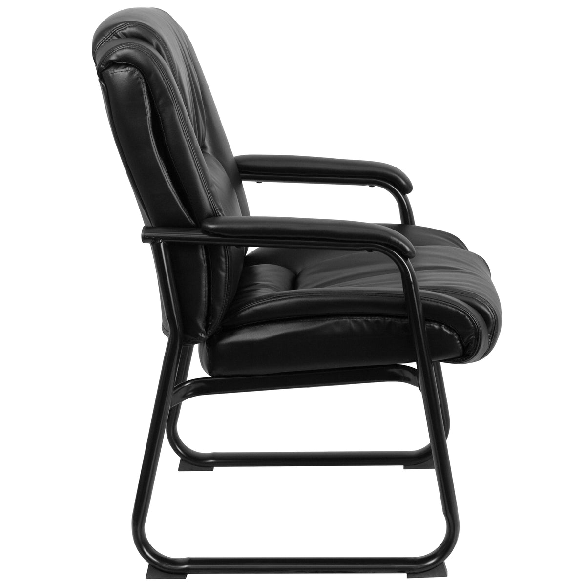 Black LeatherSoft Tufted Side Chair with Sled Base S352