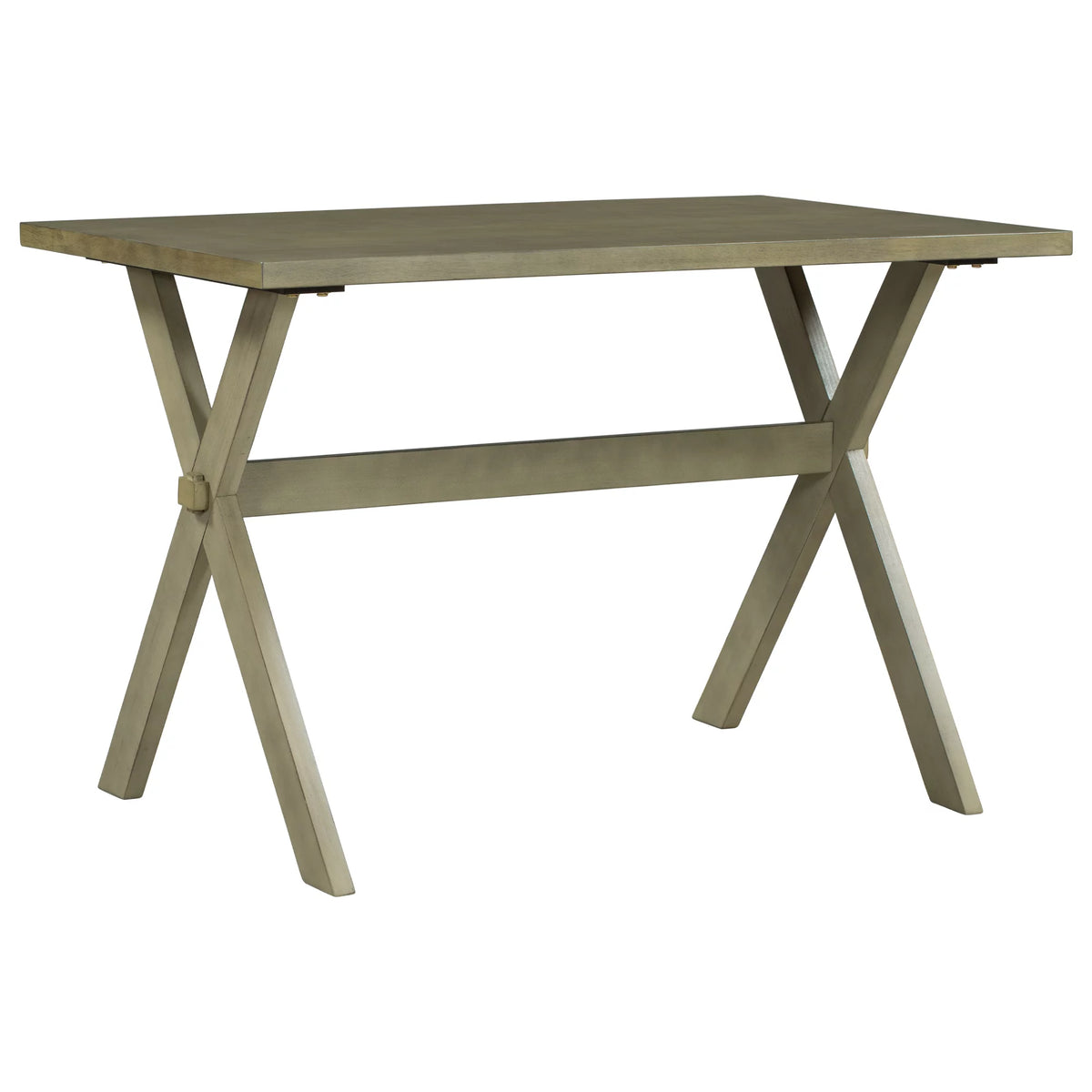 Farmhouse Rustic Wood Dining Table with X-shape Legs, Gray Green Q988963