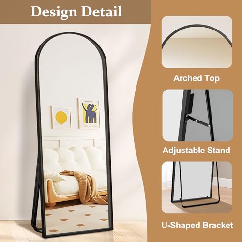 Gold Arched Full Length Mirror with Stand T80074