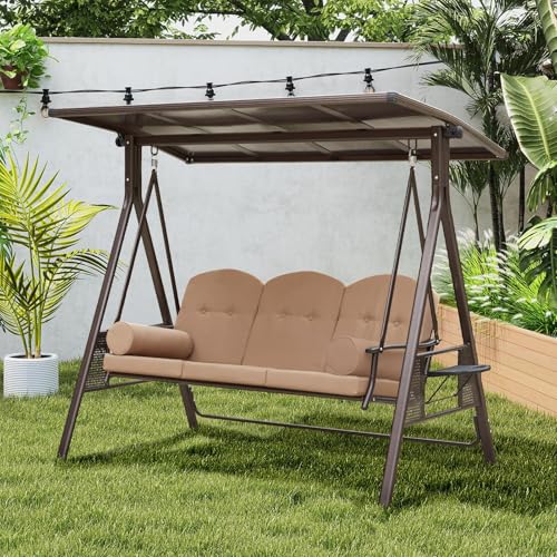 Oversized 3 Seat Outdoor Porch Swing with Hardtop A283209