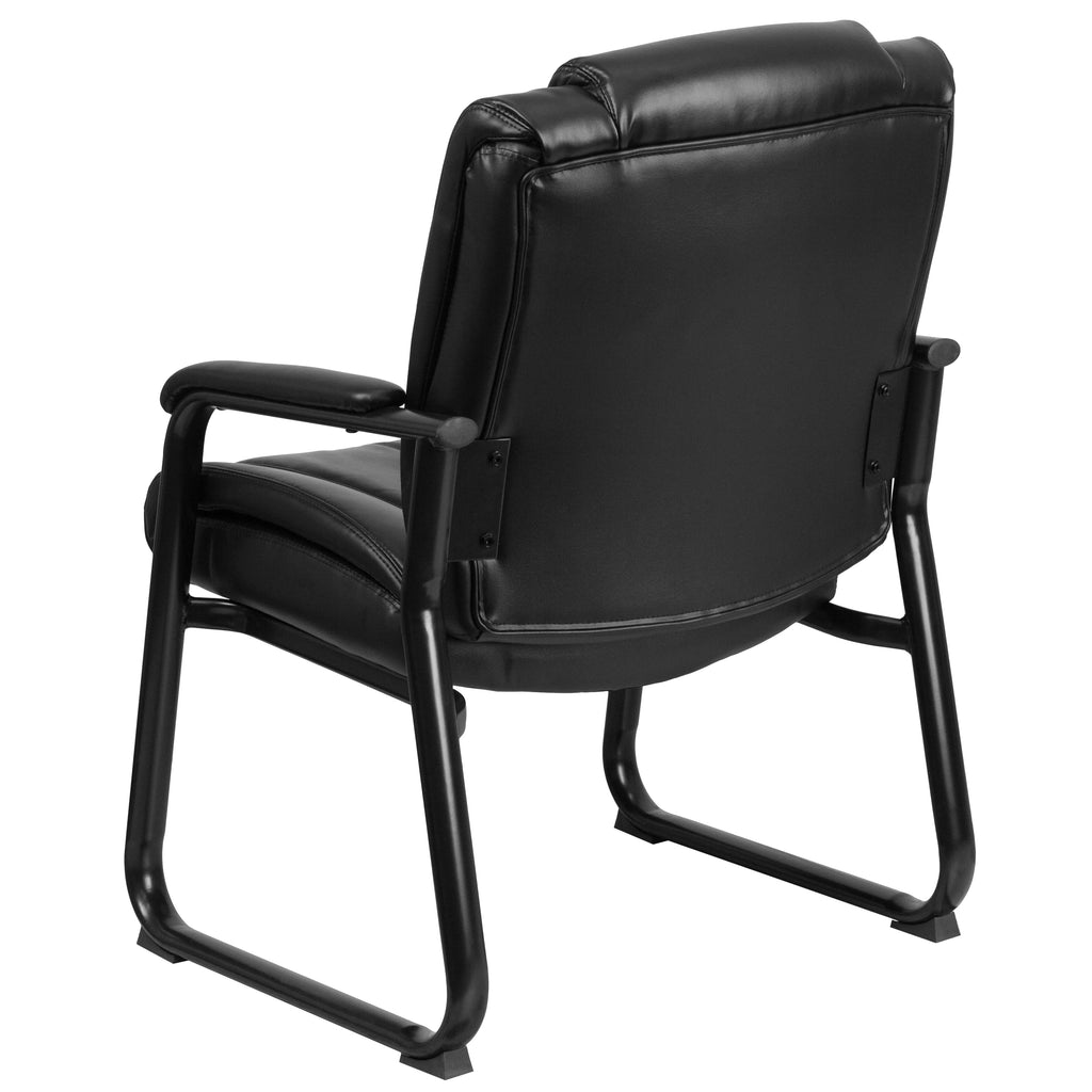 Black LeatherSoft Tufted Side Chair with Sled Base S352