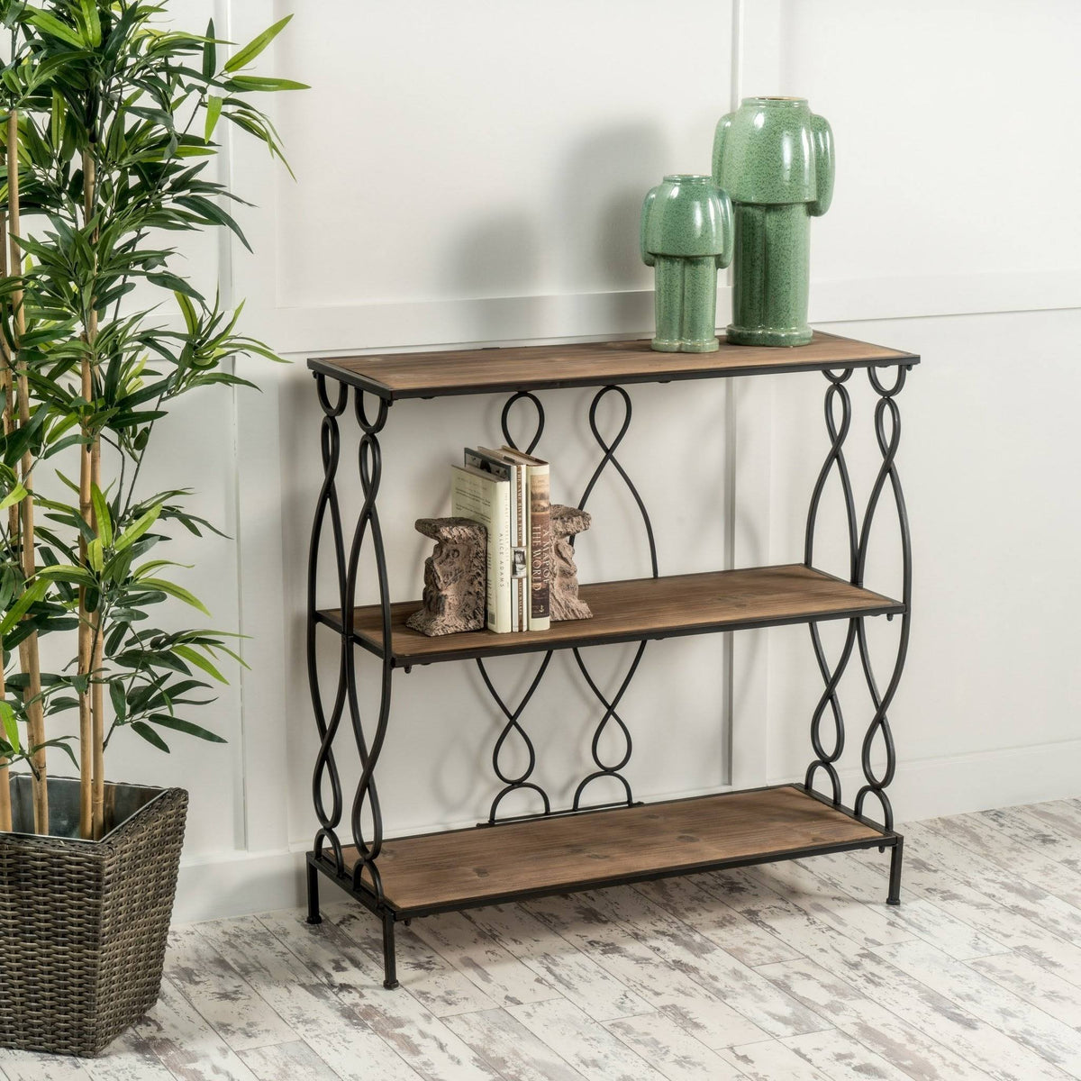 Modern Industrial 2 Shelf Firwood Bookcase Tables V68191