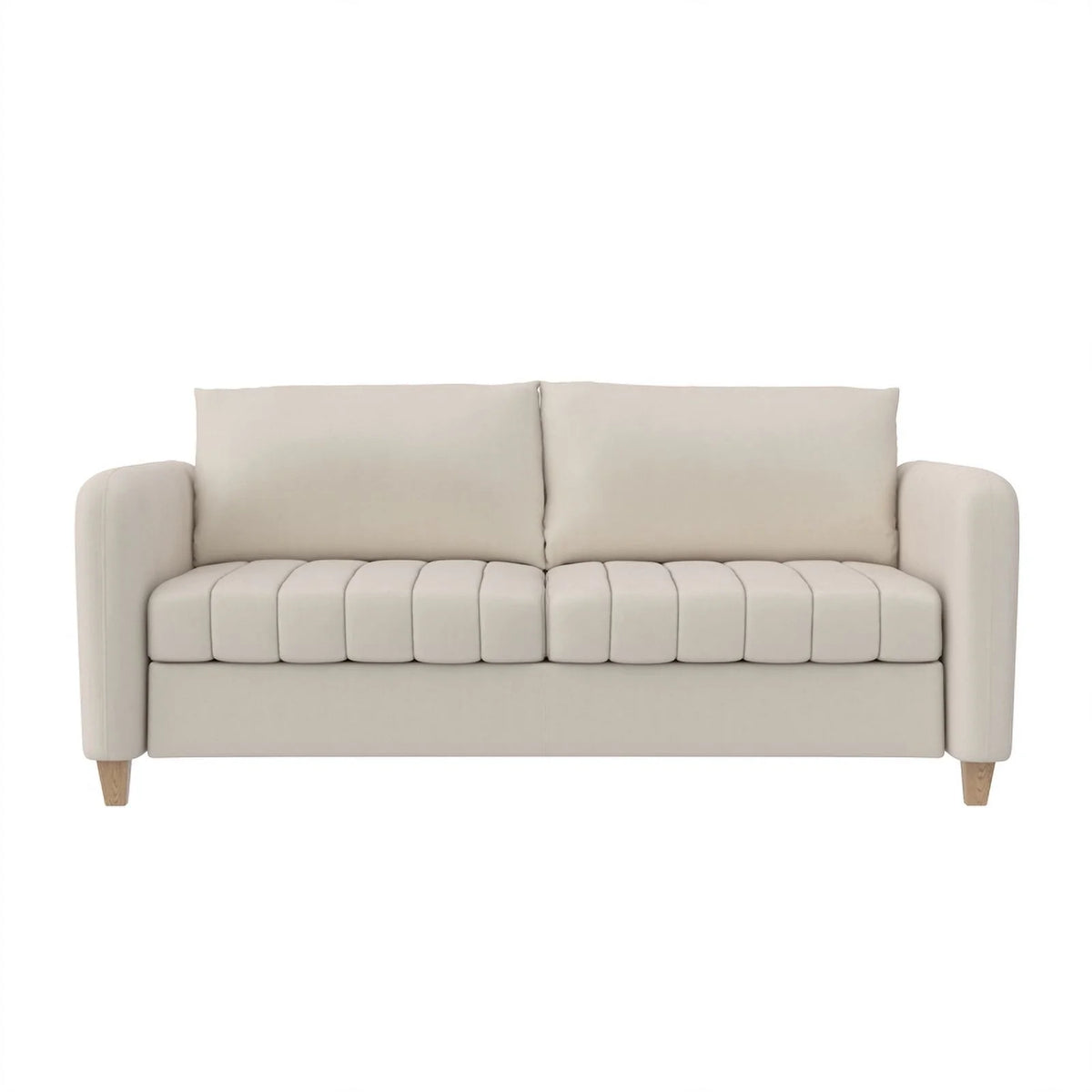 Ivory Velvet Channel Tufted Sofa K311442