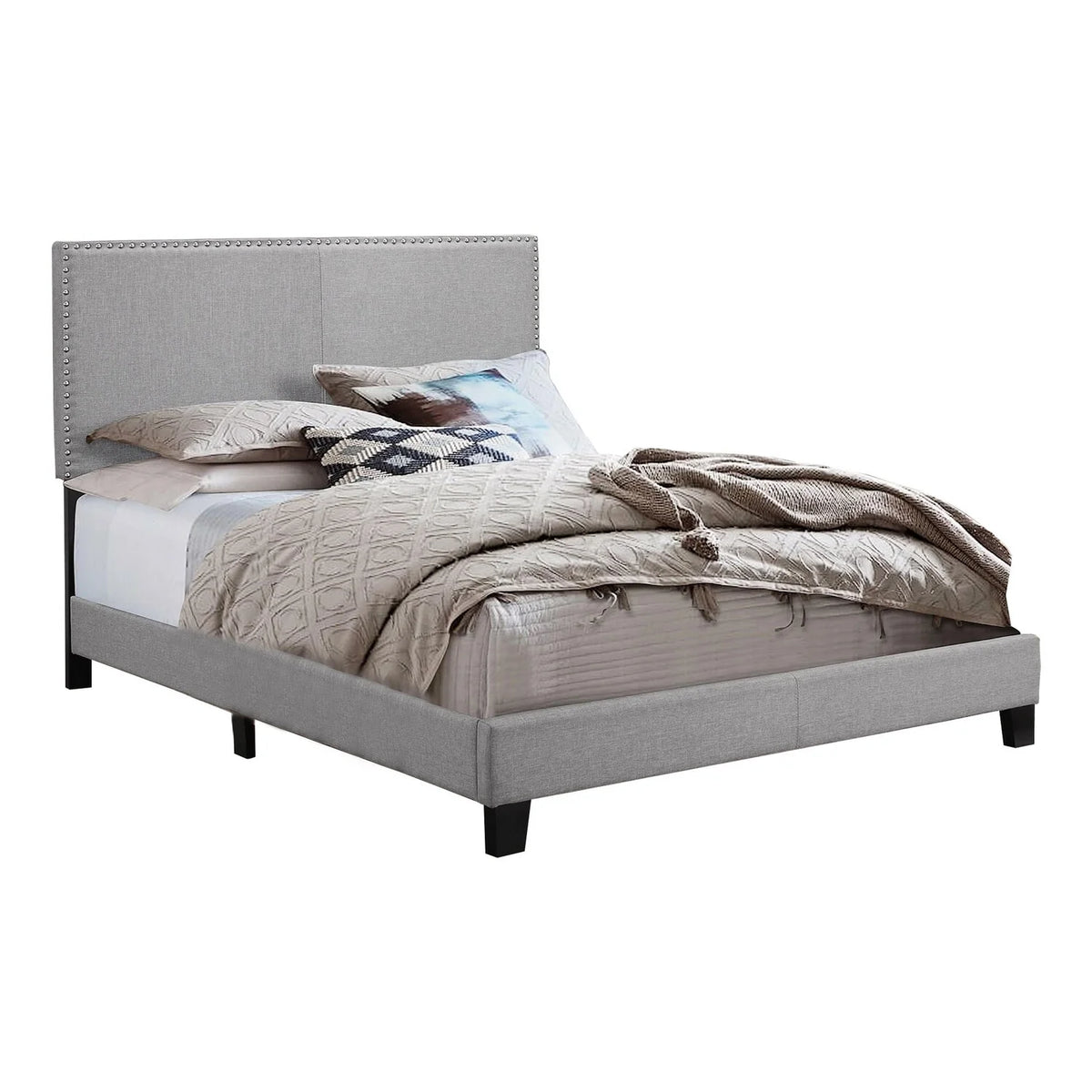 Twin Size Wood Upholstered Bed S99263