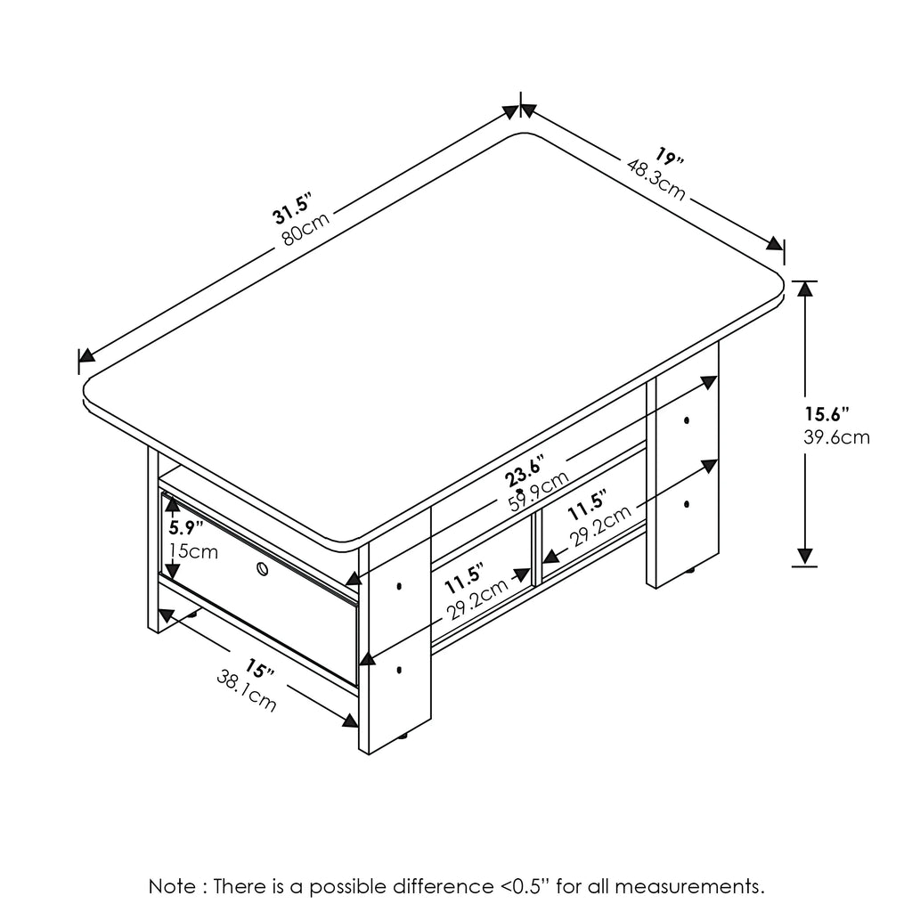 Espresso Brown Coffee Table with Bin Drawer I11495