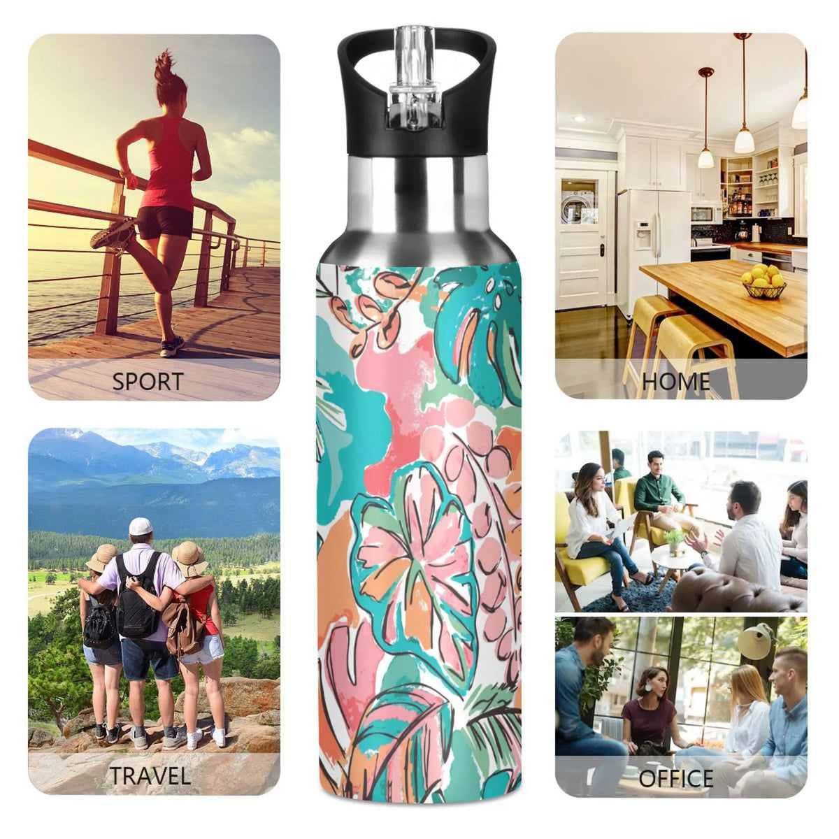 Stainless Steel Insulated Water Bottle with Straw Lid O750