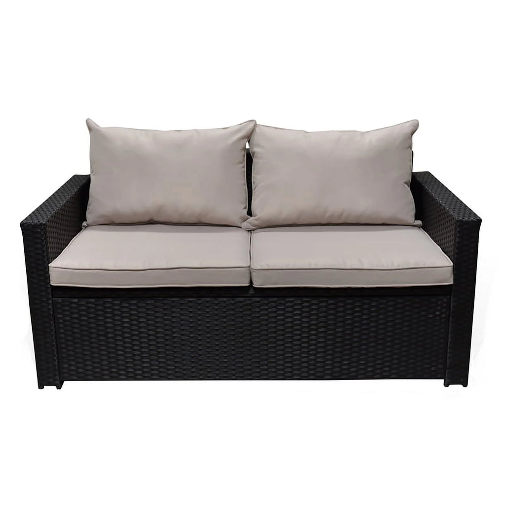 Black Wicker Outdoor Storage Sofa and Coffee Table K9322