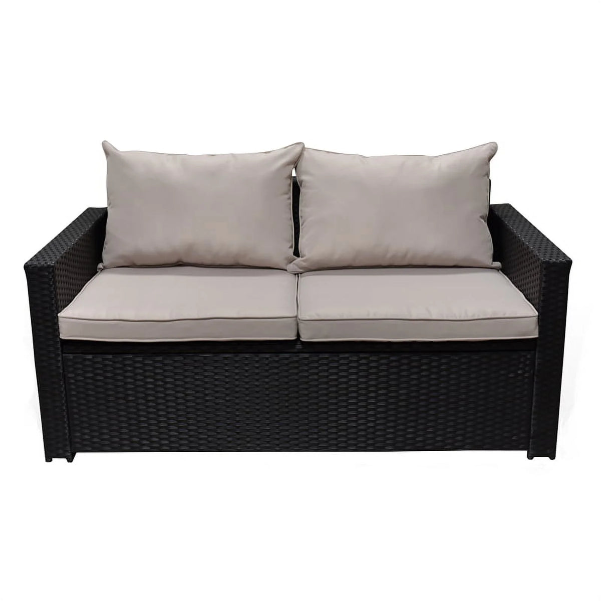 Black Wicker Outdoor Storage Sofa and Coffee Table K9322