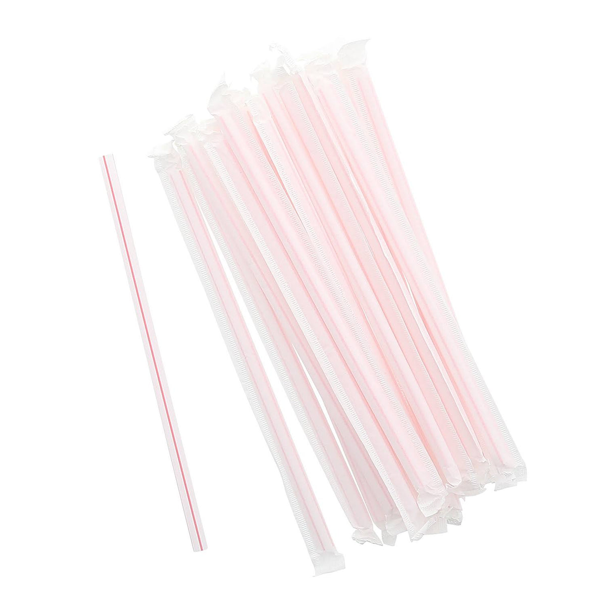 7.75x22 White with Red Stripes Paper Wrapped Straws, Case of 7,200 X39107