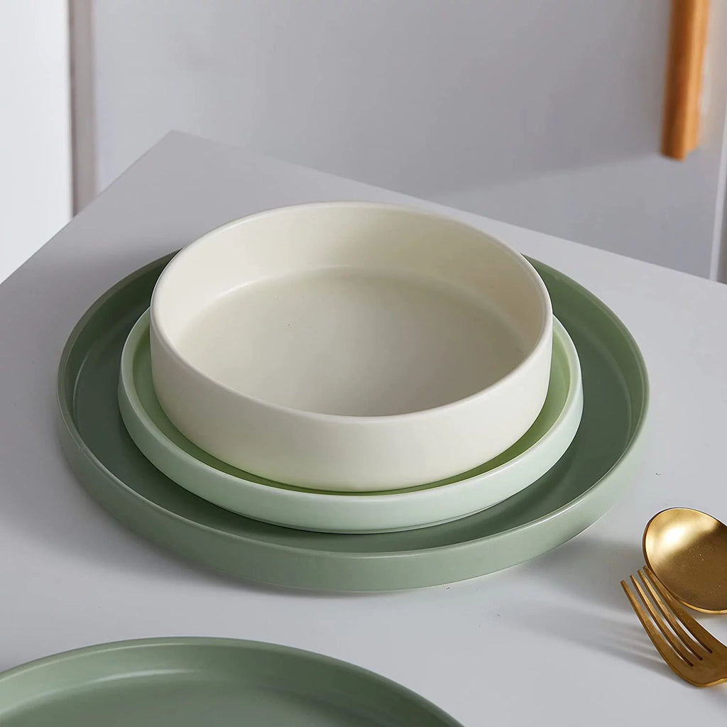 Porcelain Dish Set, 6 Pasta Bowls Service for 6, Cream Q275